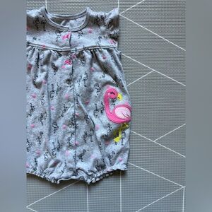 Carter's-Baby girl/toddler bubble romper,Heather Gray with flamingo design,18M—